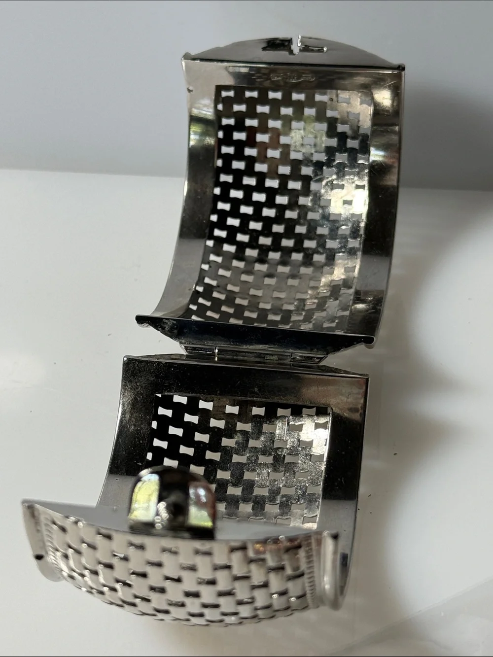 Whiting & Davis Vintage Modernist Hinged Cuff Bracelet